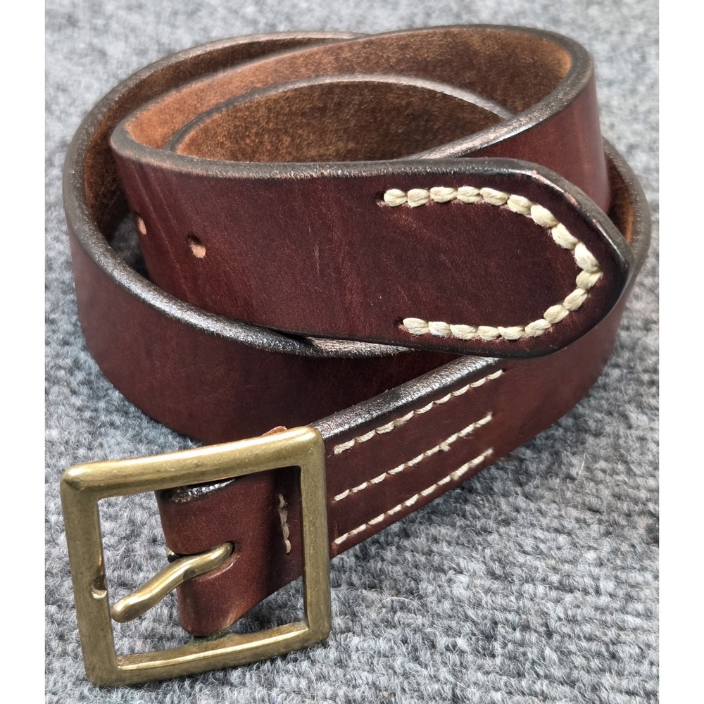 Eddie Bauer Italian Leather Belt Mens Large Brown Brass Buckle